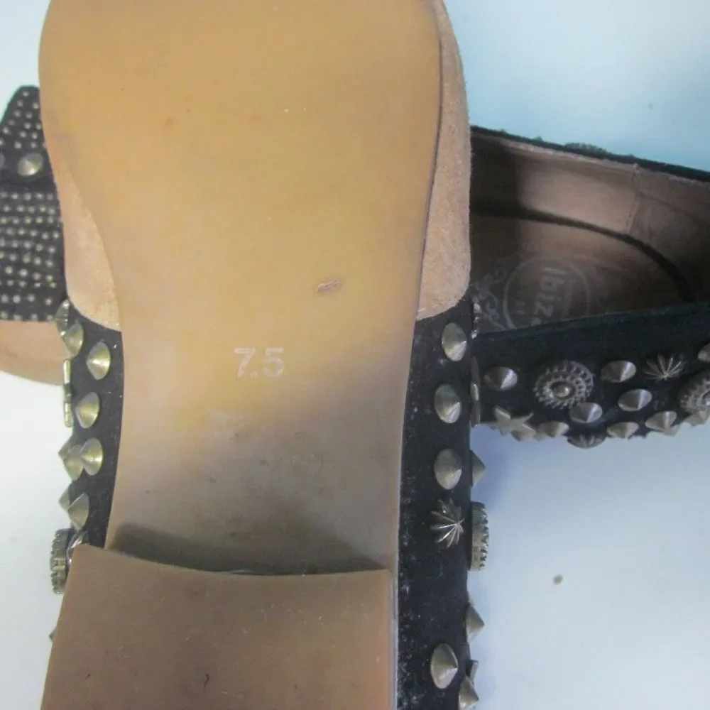 Jeffery Campbell Womens Size 7.5 Slip On Flats Studded Bow Loafer Tan / Black
